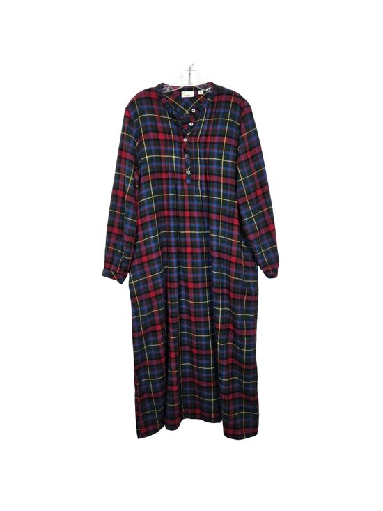 L.L. Bean Other - LL Bean Nightgown Womens Large Red Scotch Plaid Pintuck Flannel Holiday Cottage